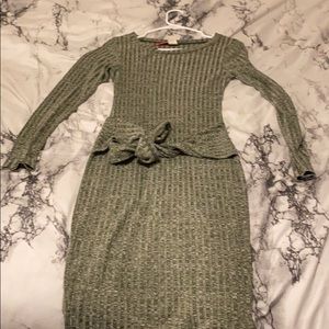Grey Ribbed MIDI Dress